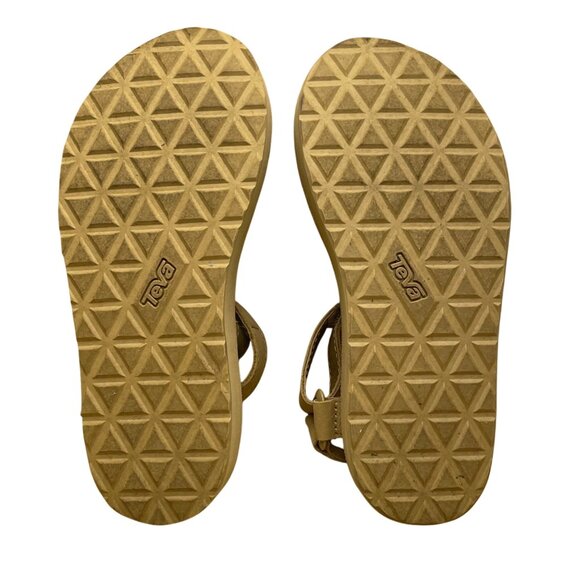 Teva Women’s Tan Leather Adjustable Hook & Loop Strap Platform Sandals Size 6 - Picture 7 of 7